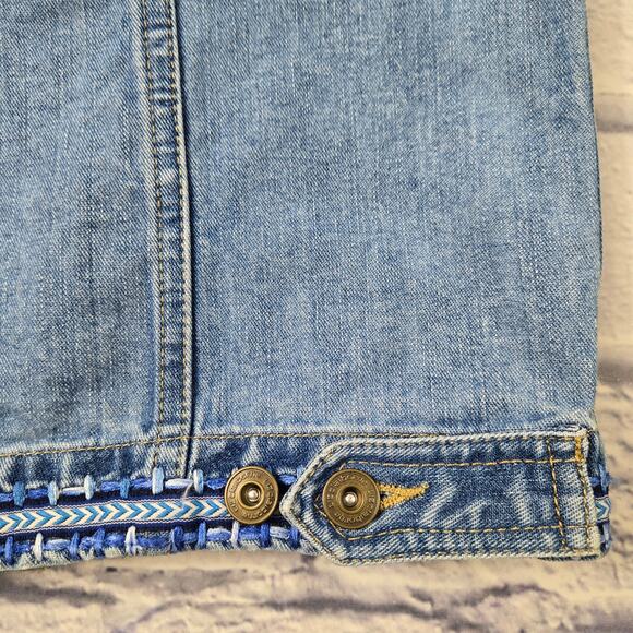 Vintage Liz Claiborne Denim Vest Western Embroidered Trim Preppy size Medium - Picture 15 of 16